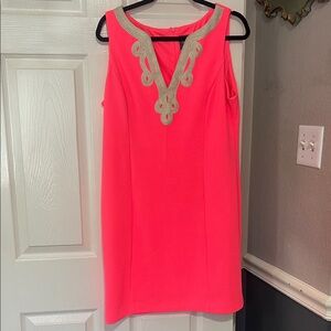 Vince Camuto Coral Mini Dress with Gold Detailing